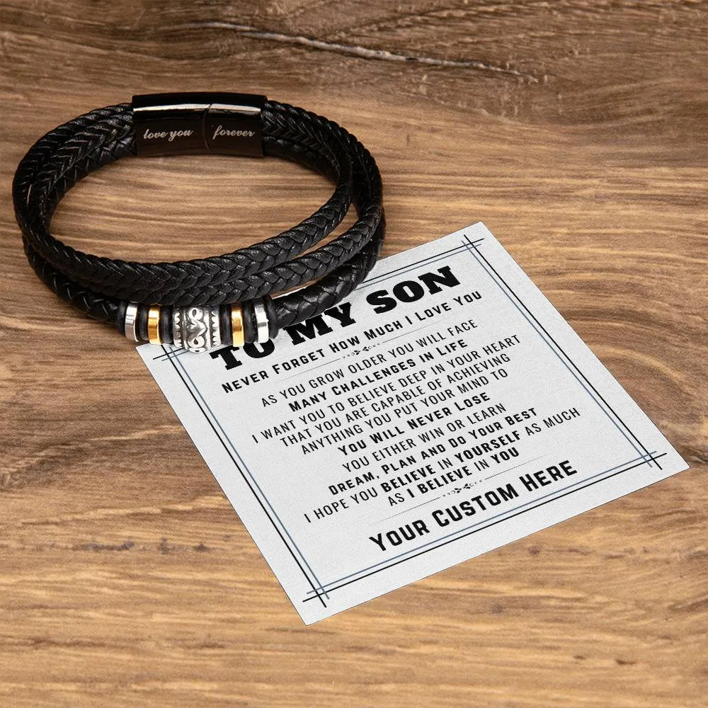 Personalized to My Son Bracelet from Mom, Unique Birthday Gifts for Son from Mom and Dad