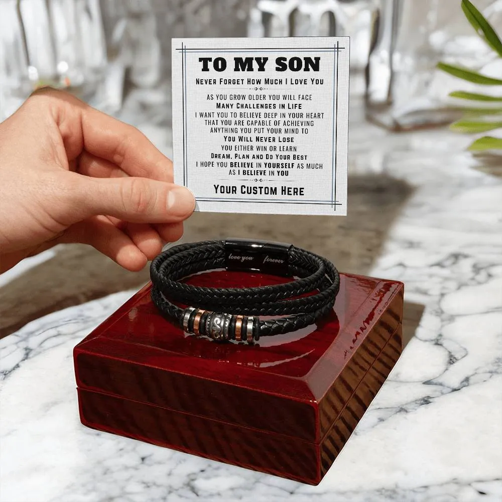 Personalized to My Son Bracelet from Mom, Unique Birthday Gifts for Son from Mom and Dad