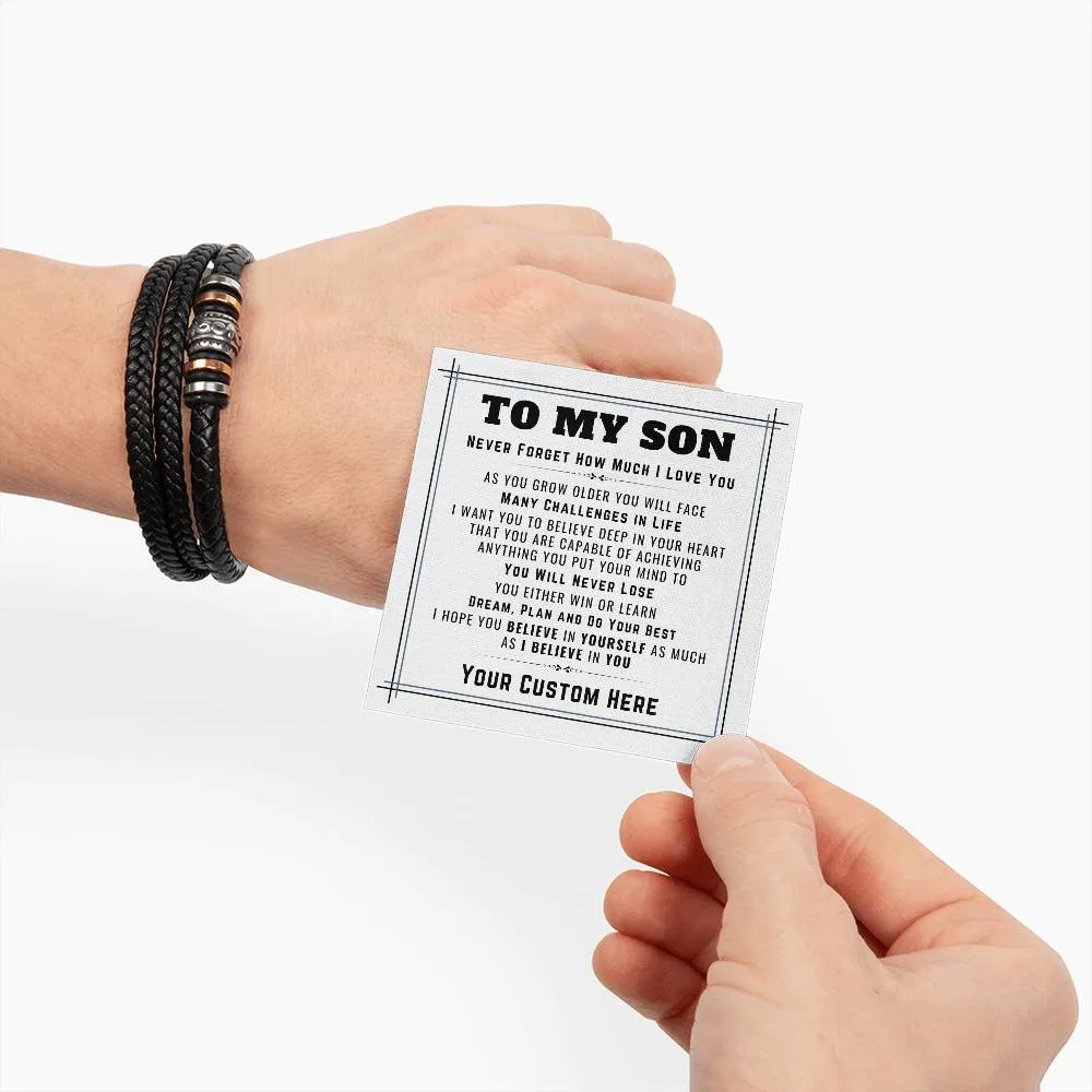 Personalized to My Son Bracelet from Mom, Unique Birthday Gifts for Son from Mom and Dad