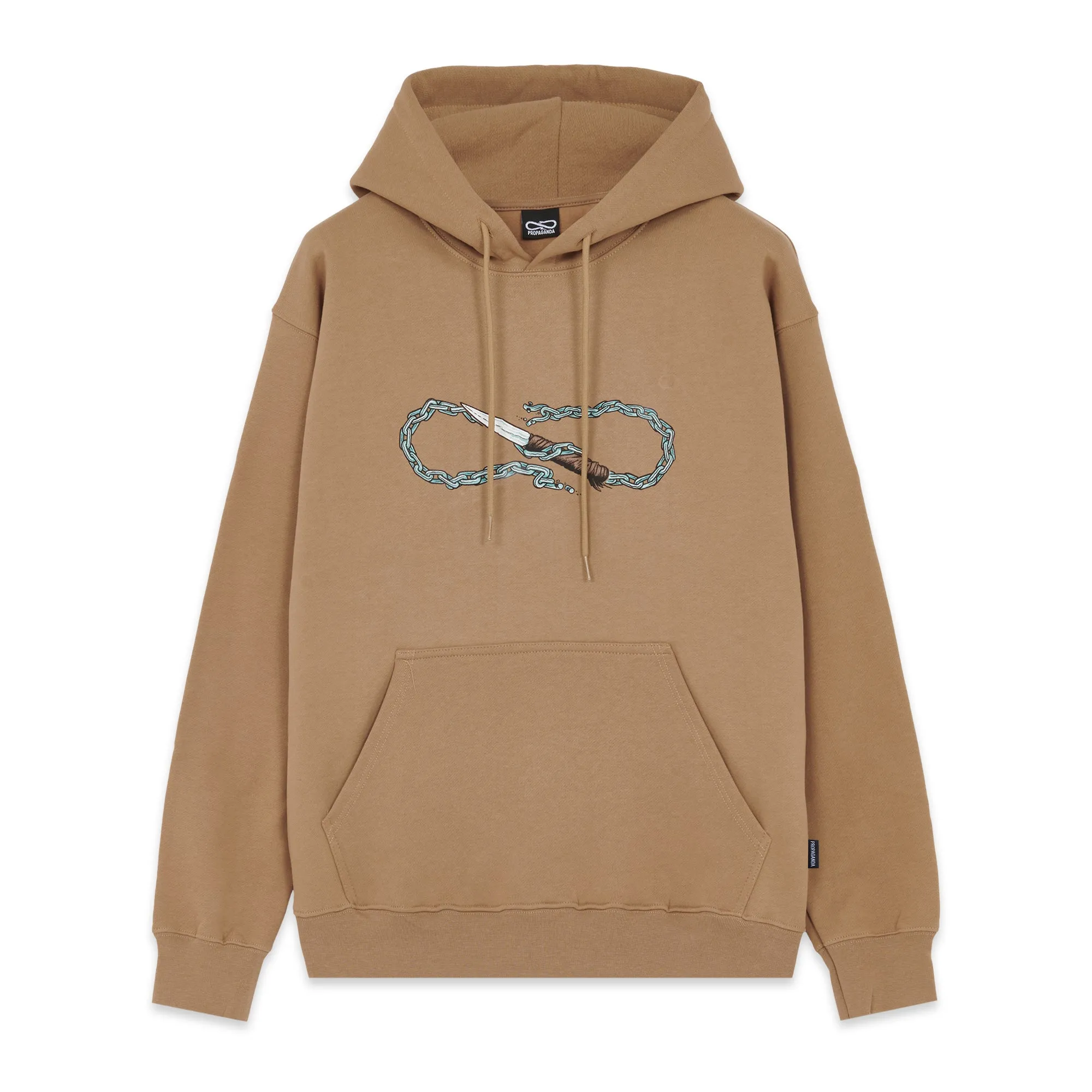 Propaganda Sweatshirt with hood and kangaroo pocket Logo Chain Hoodie 22FWPRFE736-52 camel