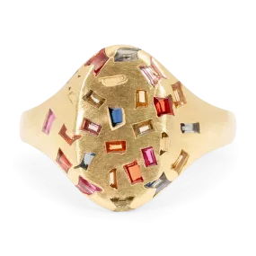 Rainbow Baguette Signet Ring - Size 7.5 - 11453