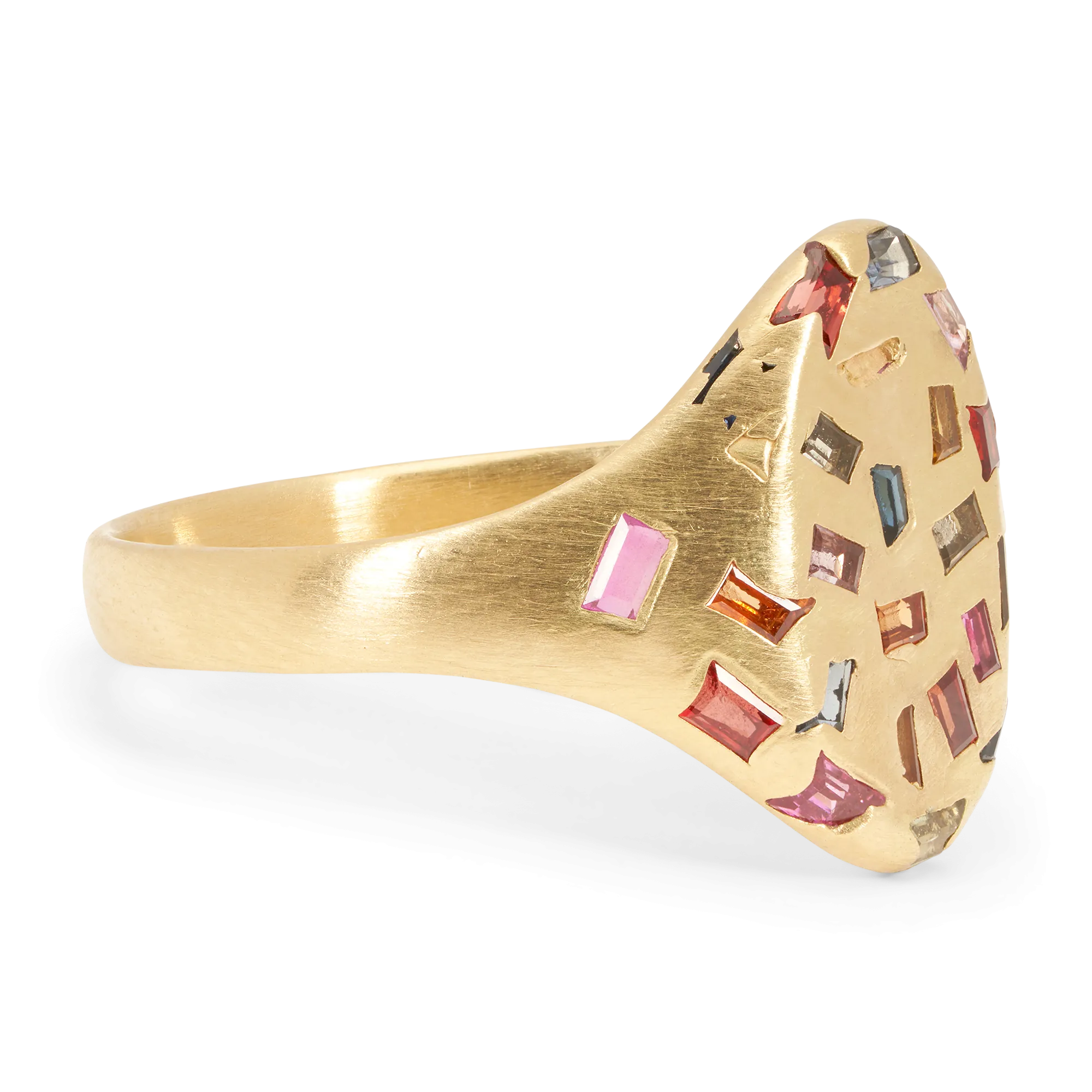 Rainbow Baguette Signet Ring - Size 7.5 - 11453