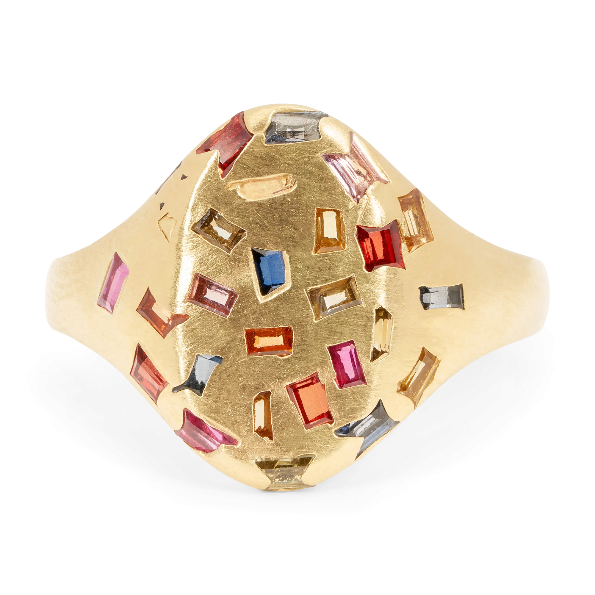 Rainbow Baguette Signet Ring - Size 7.5 - 11453