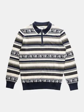 Rhythm Libre Stripe Knit LS Polo - Olive