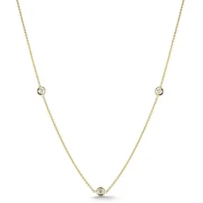 Roberto Coin Diamonds By The Inch 3 Station Diamond Necklace 18K Yellow Gold