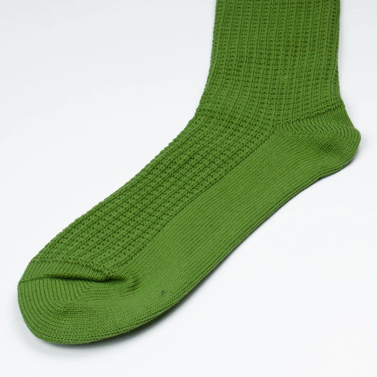 RoToTo - Cotton Waffle Crew Socks - Olive