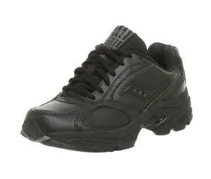 SAUCONY Women's Grid Omni Walker Black Leather WIDE WIDTH