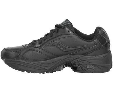 SAUCONY Women's Grid Omni Walker Black Leather WIDE WIDTH