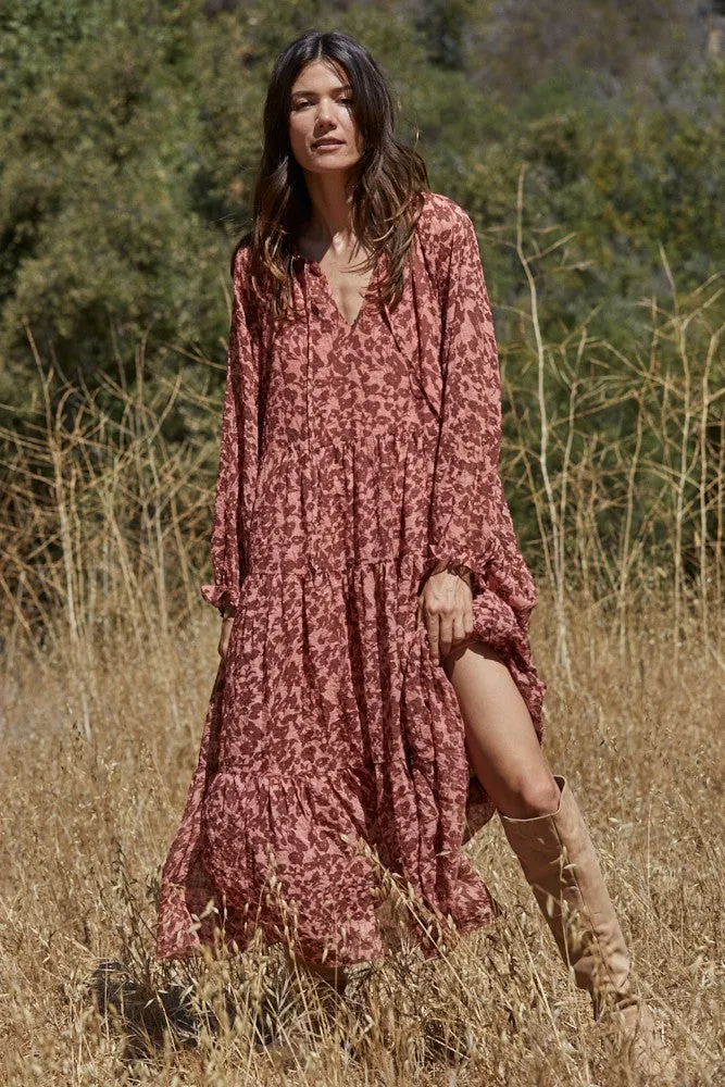 Sicilia Floral Dress in Rose