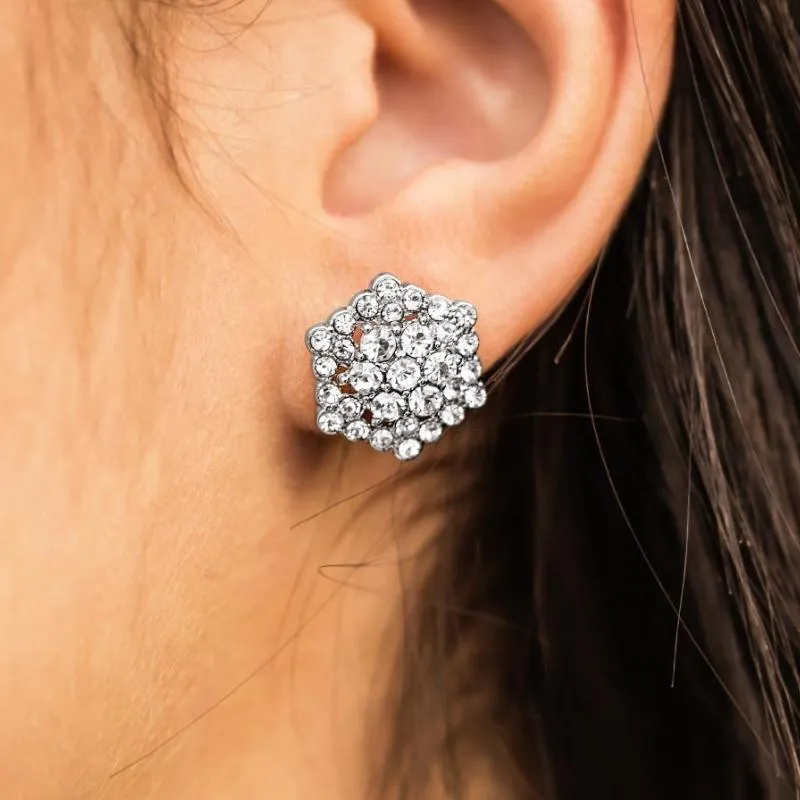 That Special Day White Rhinestone Post Earrings