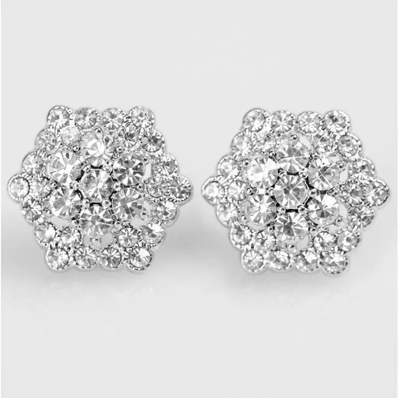 That Special Day White Rhinestone Post Earrings