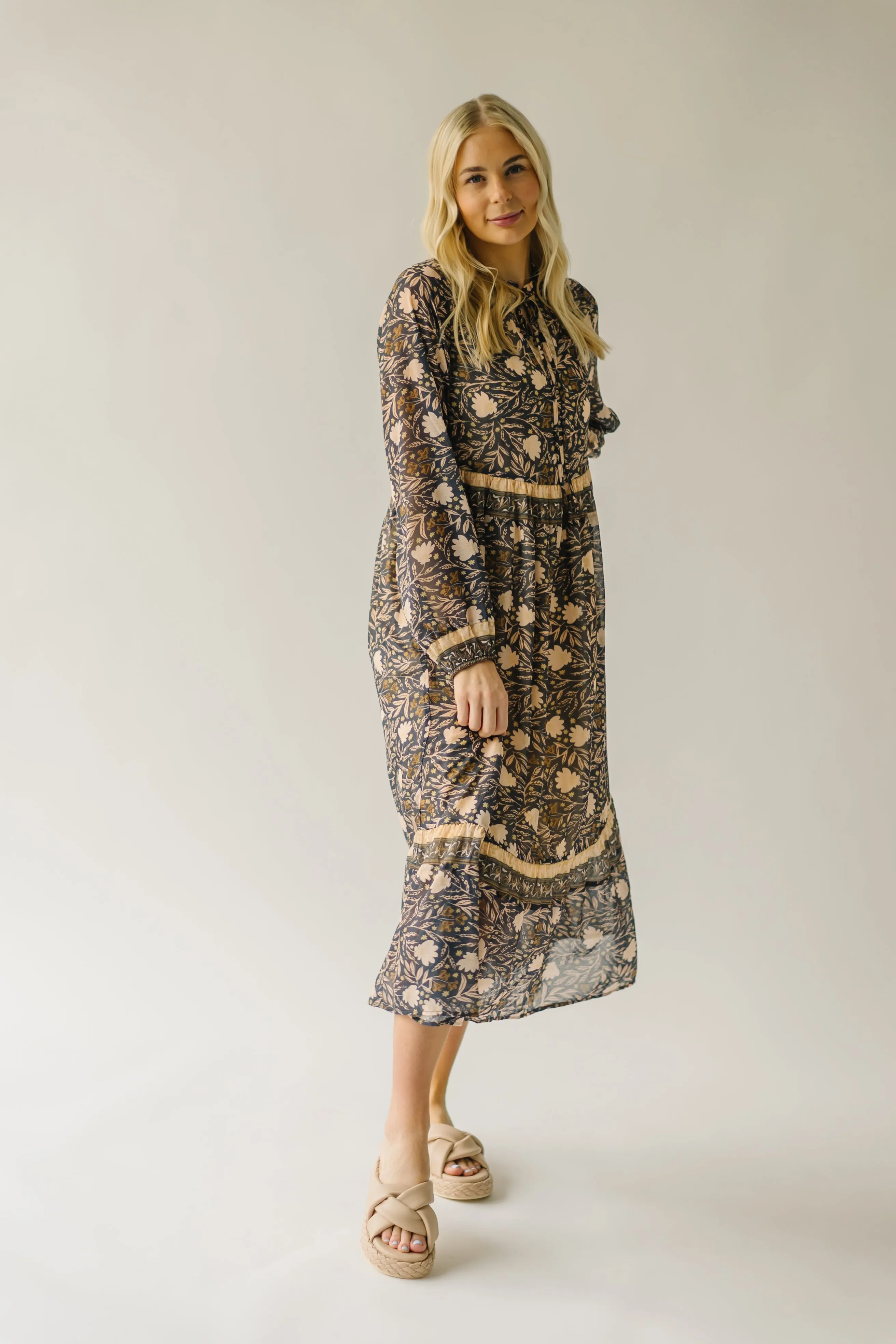 The Dasso Floral Maxi Dress in Olive Multi