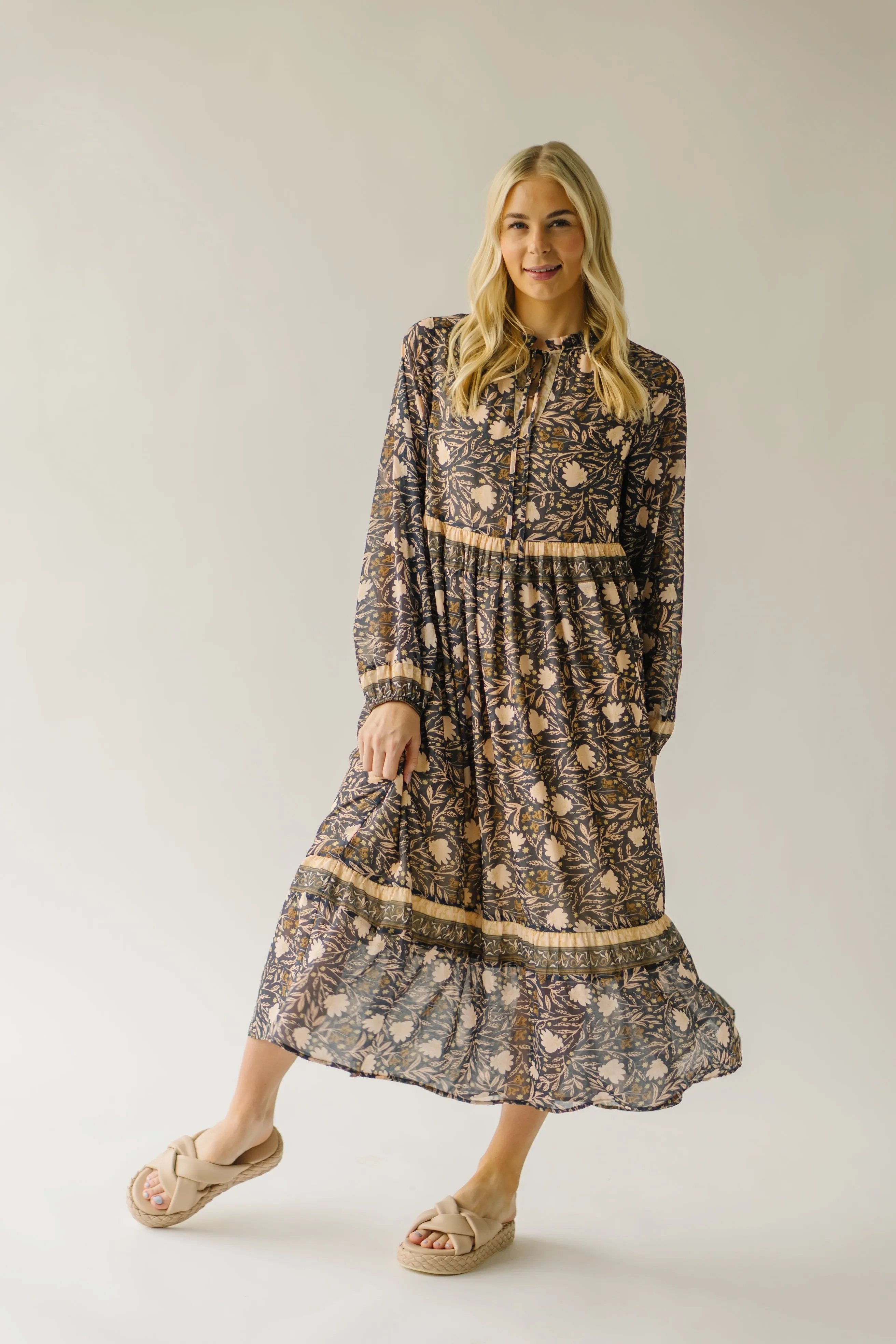 The Dasso Floral Maxi Dress in Olive Multi