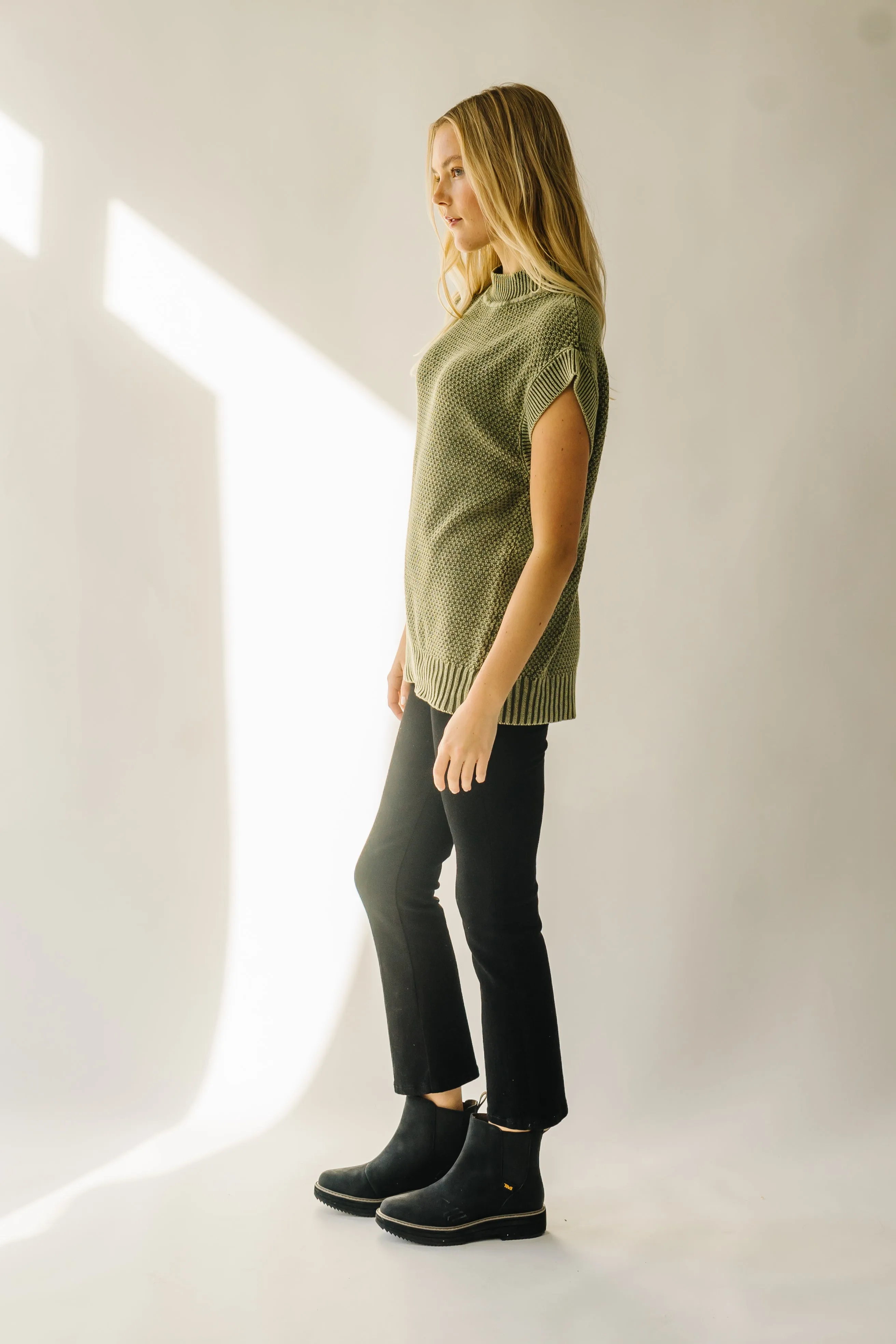 The Skandia Cap Sleeve Sweater in Olive Green