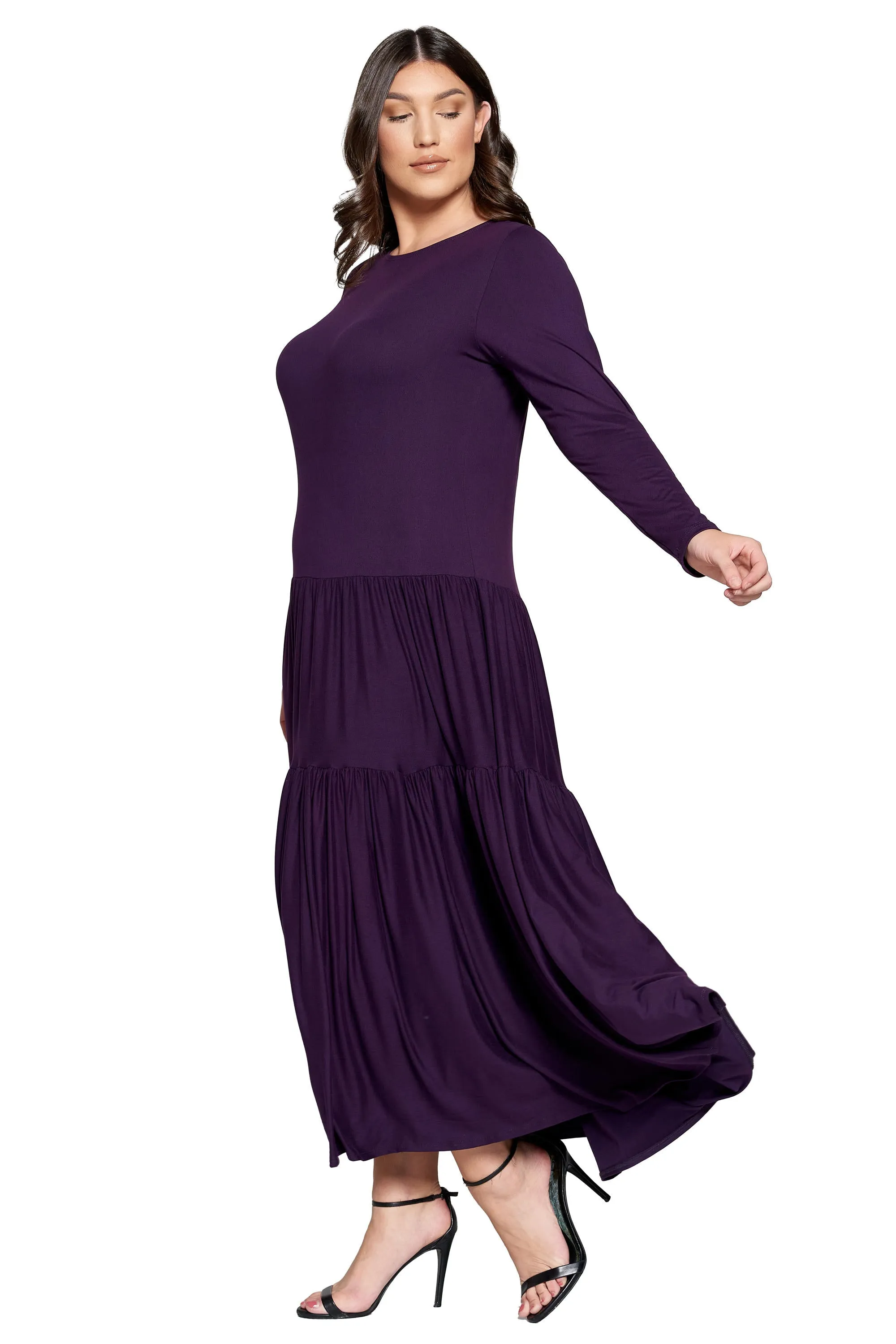 Tiered Maxi Dress with Long Sleeves