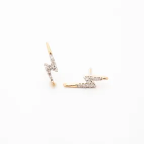 Tiny Pave Lightning Bolt Studs