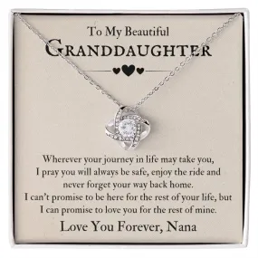 To My Beautiful Granddaughter Necklace from Nana, Never Forget Your Way Back Home