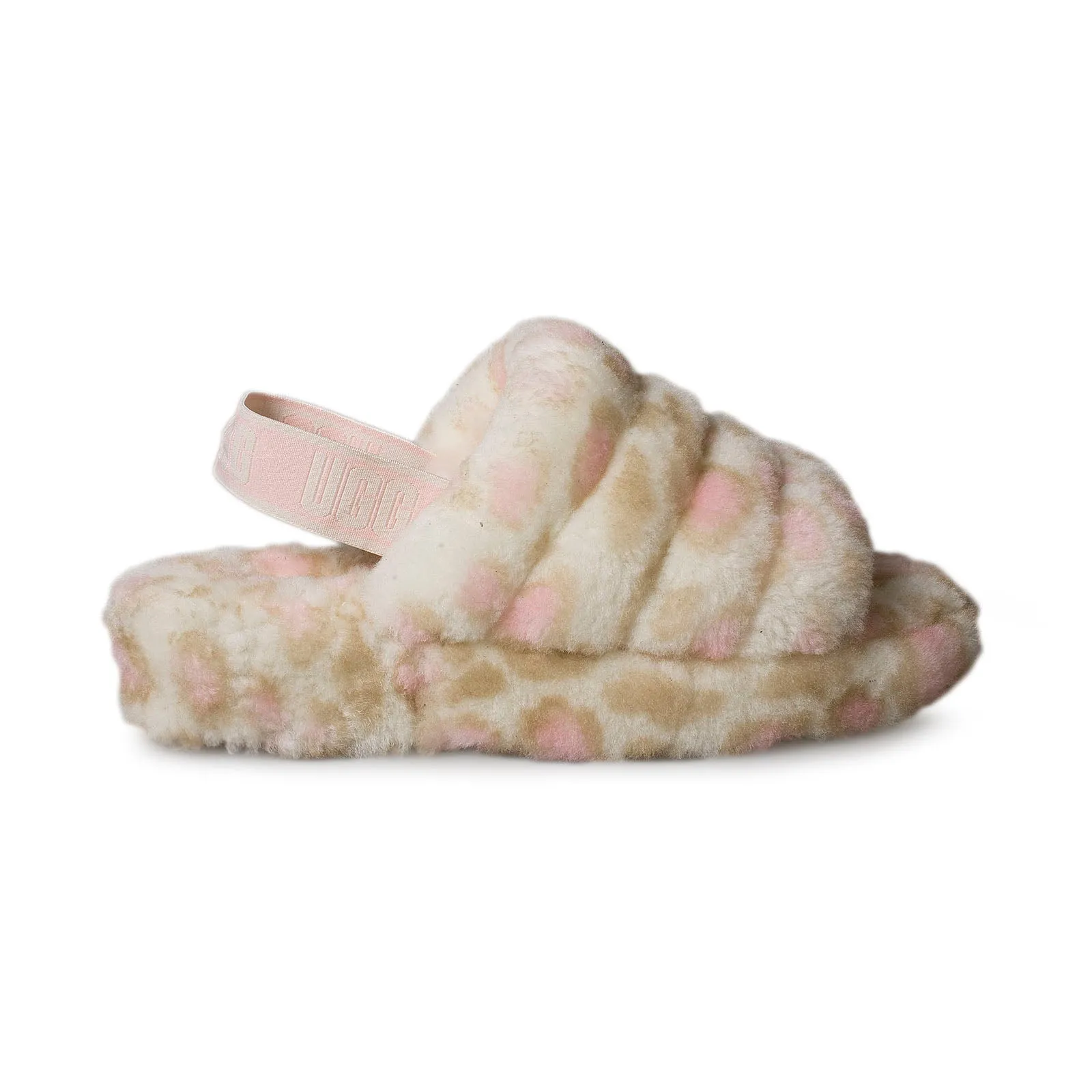 UGG Fluff Yeah Slide Panther Print White Sandals - Women's