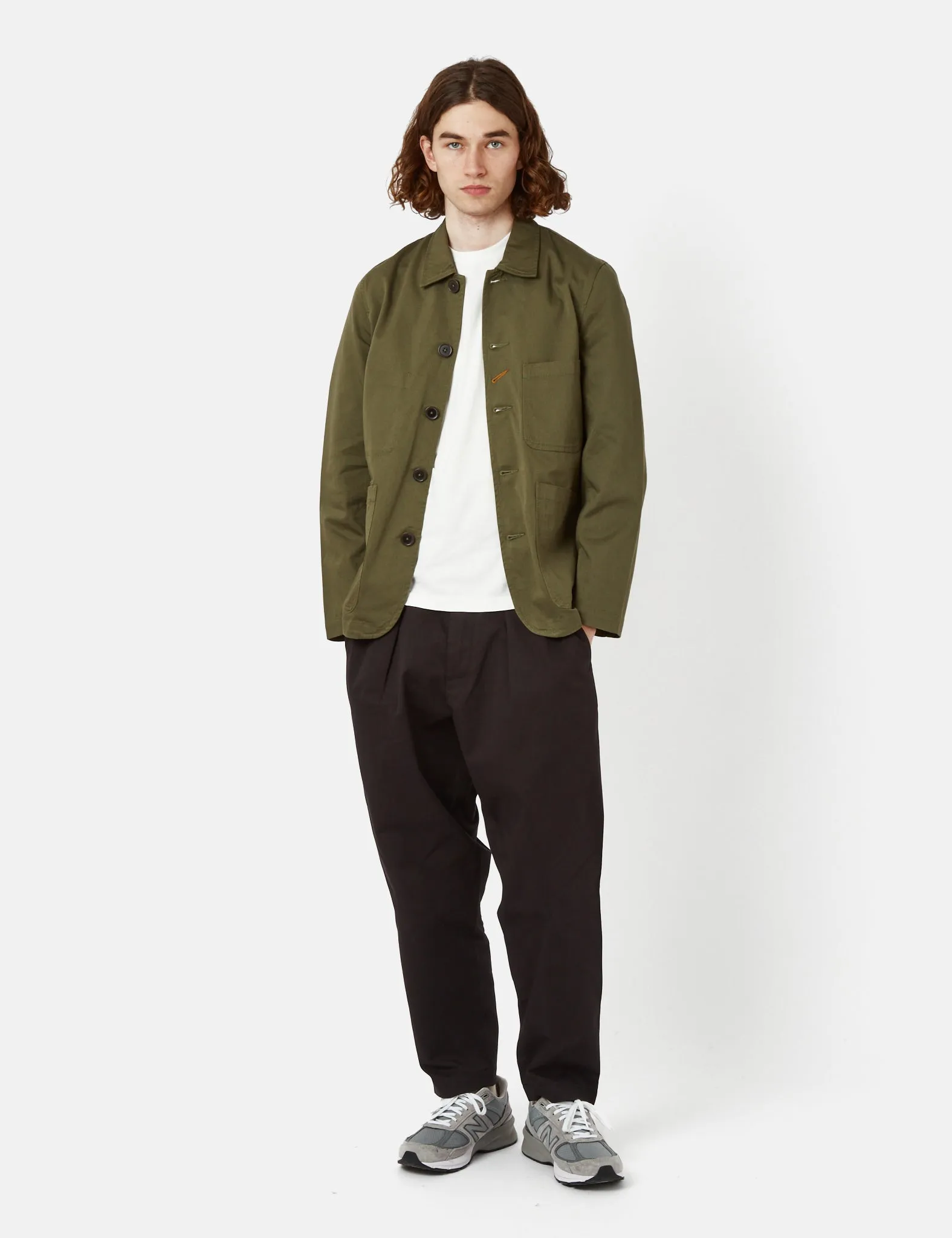 Universal Works Bakers Jacket - Light Olive Green