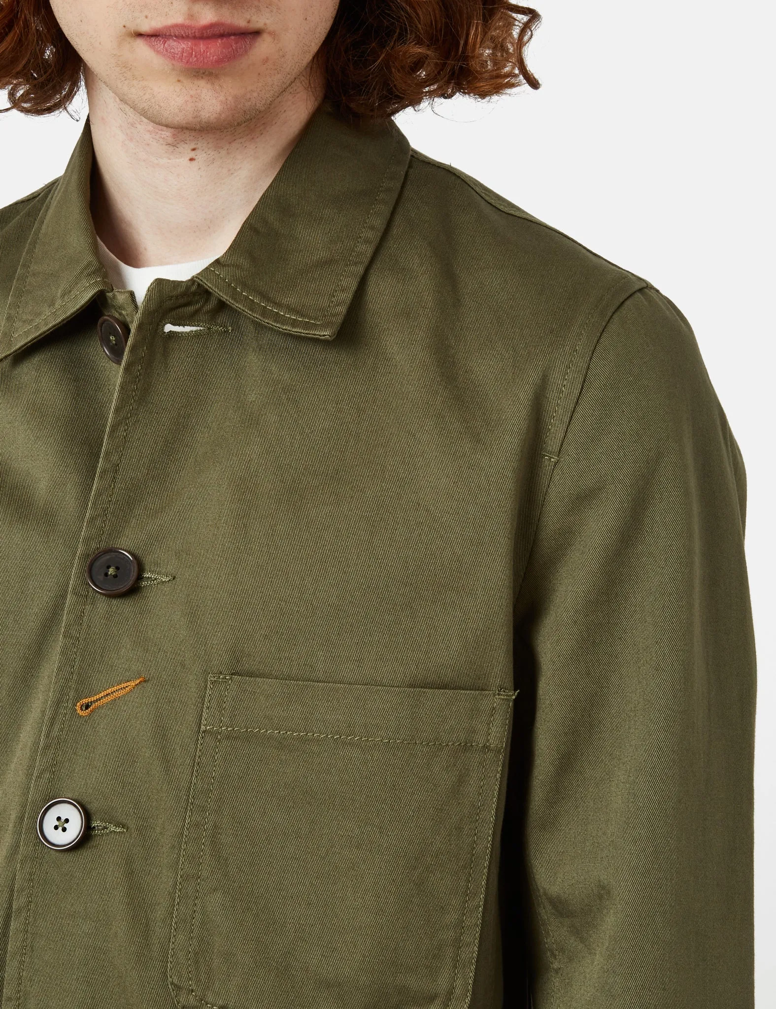 Universal Works Bakers Jacket - Light Olive Green