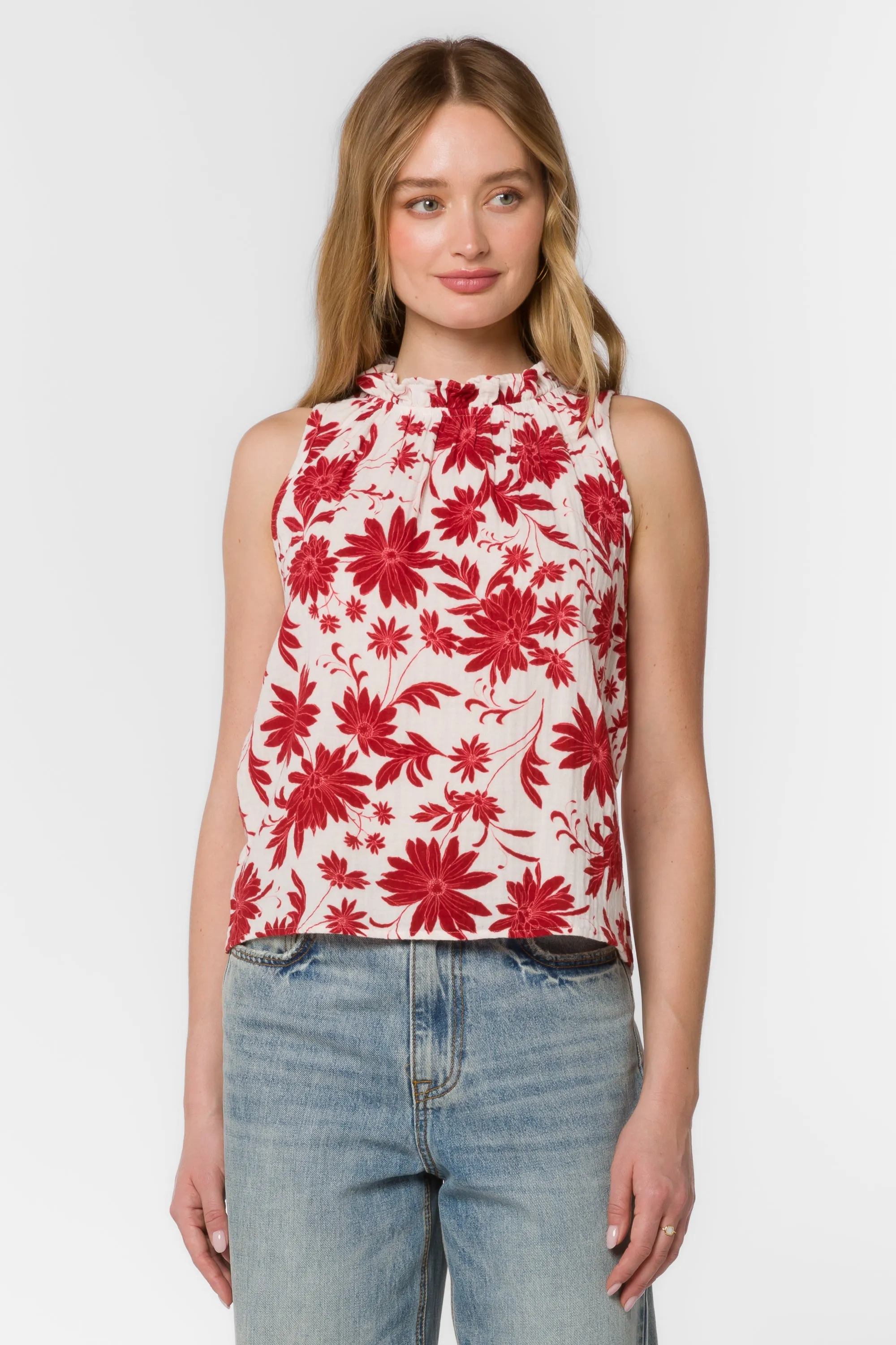 Venus Red Floral Top