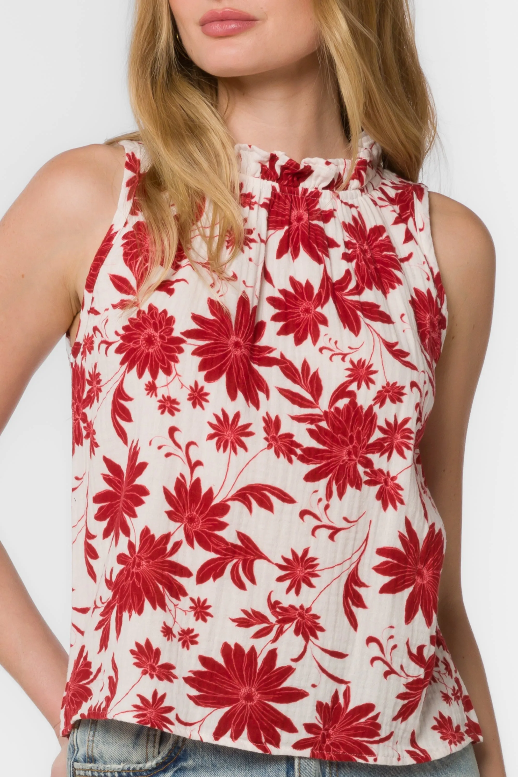 Venus Red Floral Top