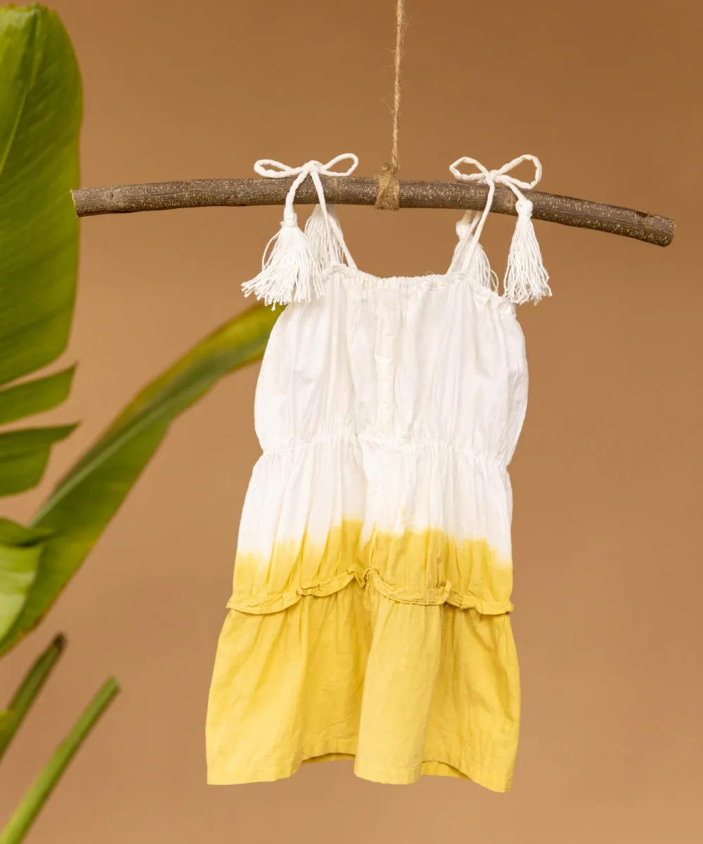 White yellow handwoven ombre dress