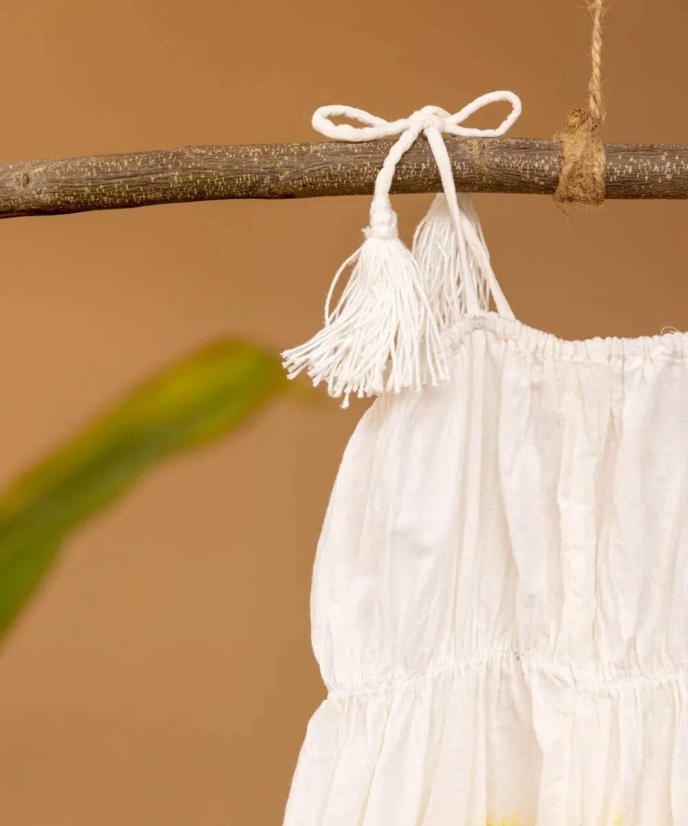 White yellow handwoven ombre dress