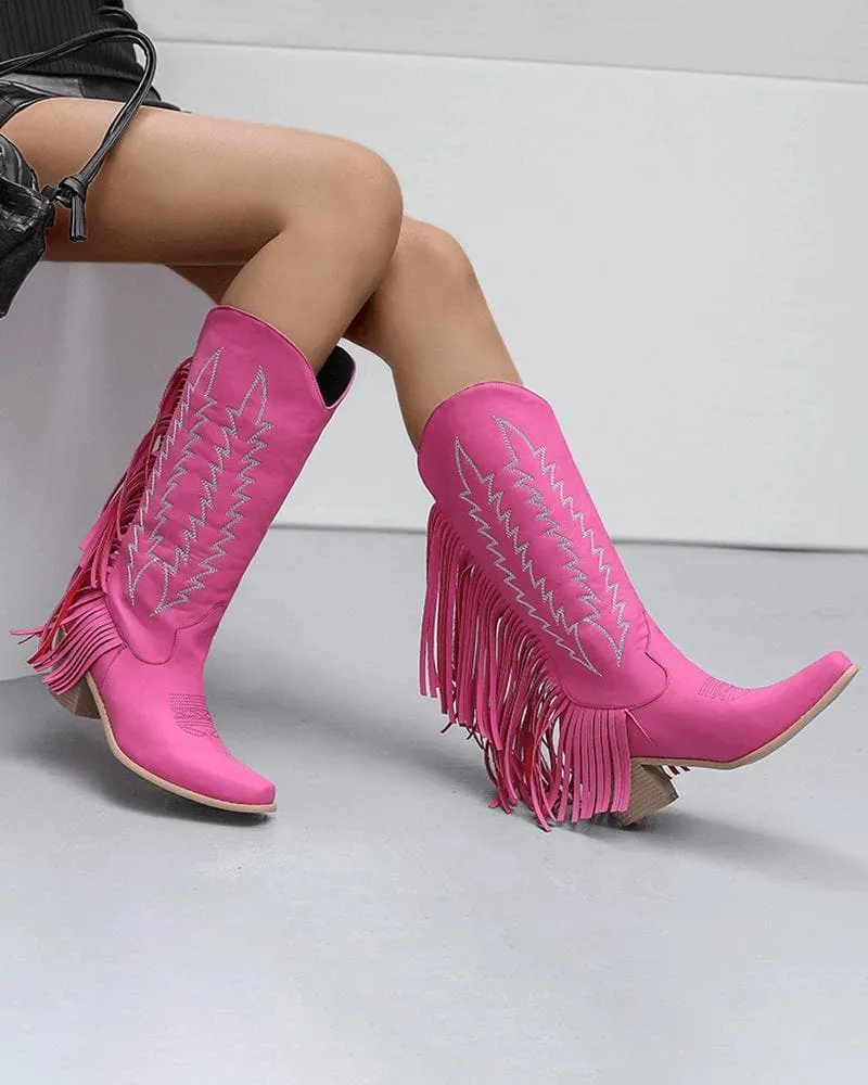 Women's Web celebrity style Embroidery Tassel Boots